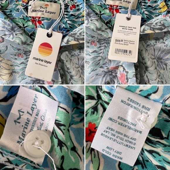 Marine Layer Kalaia Button Down Tukan Print Hawaiian Shirt NEW With Tags Size XS - Picture 13 of 13